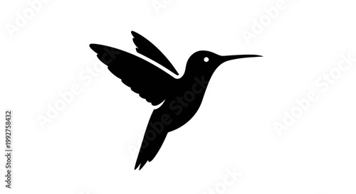 Hummingbird flying with outstretched wings vector logo template illustration for brand identity.