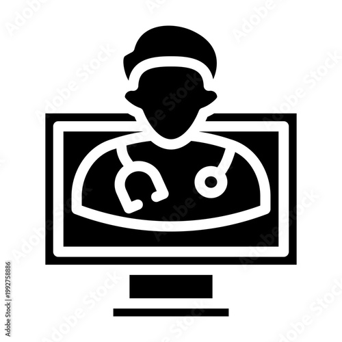 Telehealth Nurse Vector Glyph Icon Design