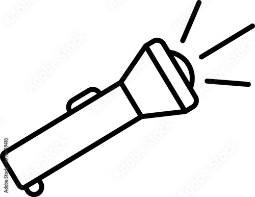 Shining Flashlight Handheld Torch Outline Icon