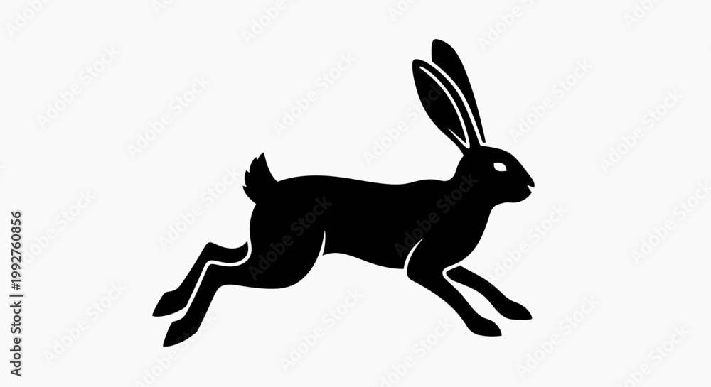 Obraz premium Running hare silhouette vector illustration jumping rabbit profile jumping wild animal graphic.