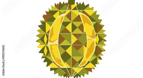 Stylized Durian Fruit with Geometric Pattern and Spiky Texture.