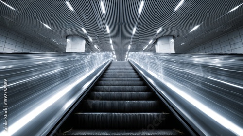 Escalator repeating lines, modern architecture background