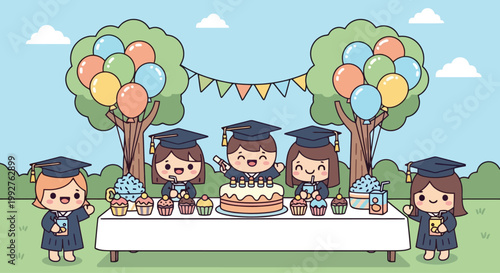 Group of children celebrating a birthday party.