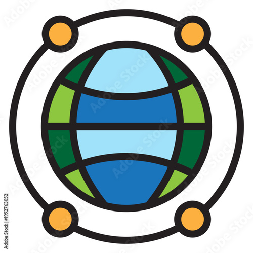 Virtual World Globe Vector Filled Icon Design