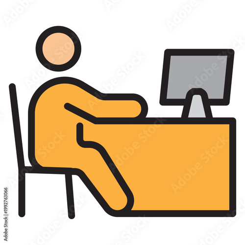 Virtual Office Vector Filled Icon Design