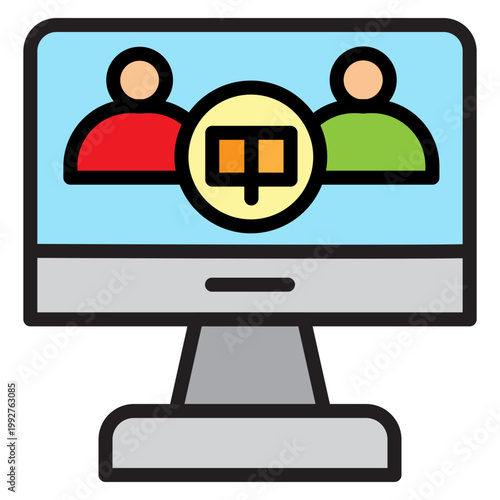 Virtual Classroom Vector Filled Icon Design