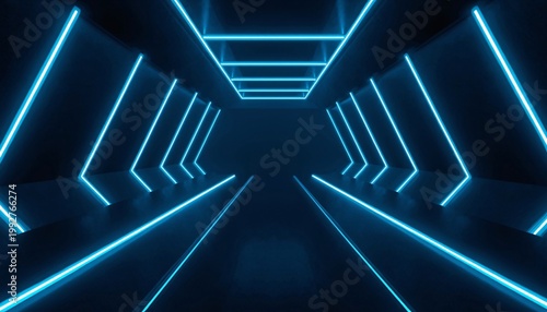 Futuristic Neon Perspective Background with Glowing Lines Center