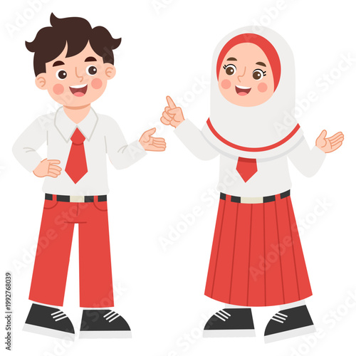 Illustration of two students talking