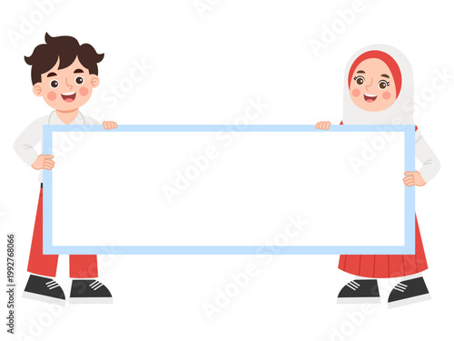 Illustration of Children Holding Banner