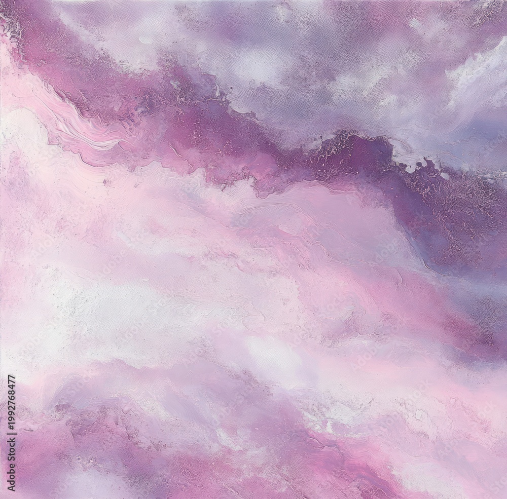 Obraz premium soft pink and purple marbleized abstract texture with flowing cloudlike swirls and a dreamy serene mood