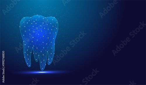 Futuristic Tooth Low Poly Dental Care Technology Concept