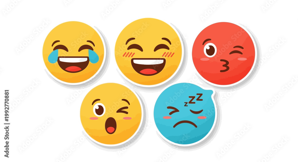 Fototapeta premium Emoji faces with different expressions.