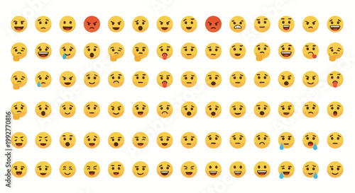 Photos Emoji faces on white background.