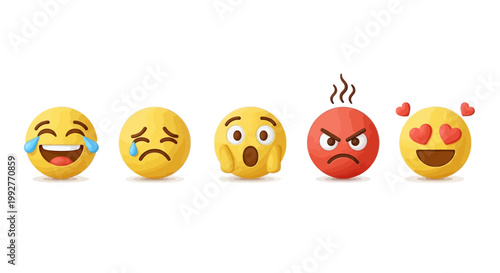 Tableau sur toile Emoji faces with different expressions.