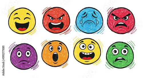 Fotografie Emotions faces emoticon set.