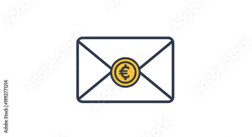 Euro coin in an envelope.