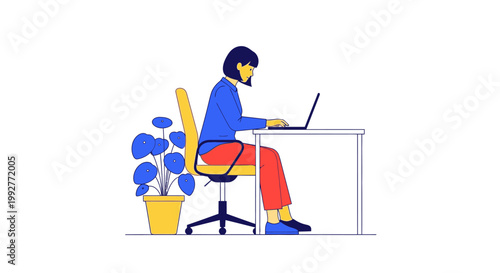 person sitting at desk with laptop.