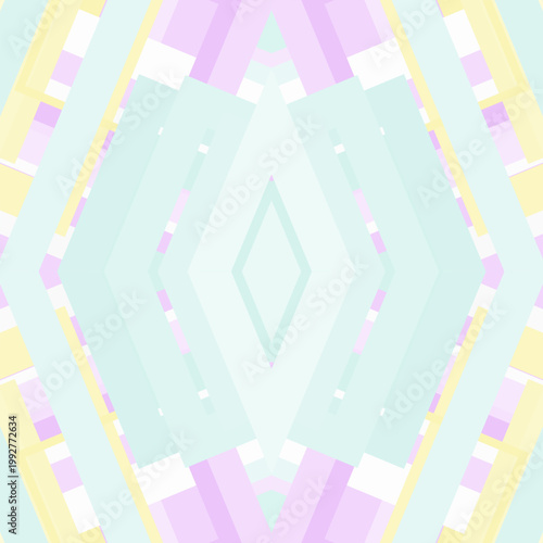 Cream whimsical mist kaleidoscope ornamental pattern in butter tint, lilac air, pure ghost, aqua cream