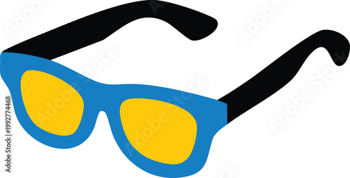 Blue sunglasses with yellow lenses illustration