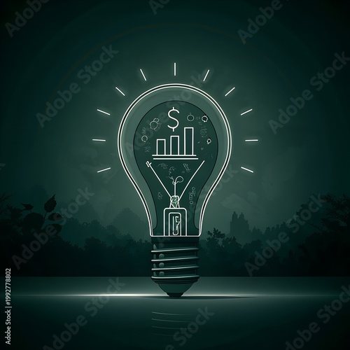 Lightbulb with Financial Charts Inside Business Idea Concept
