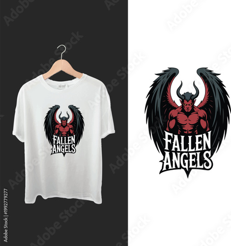 Fallen Angel Demon Mascot Vector for T-Shirt Design, Apparel and Print-on-Demand