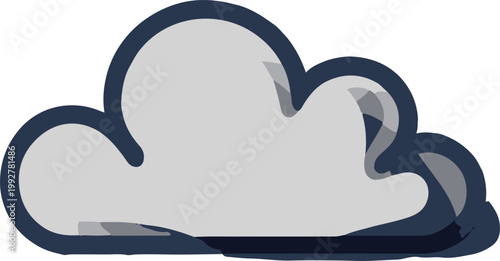 Bild auf Leinwand Thunder Cloud Icon Minimal Line Art White Background 1