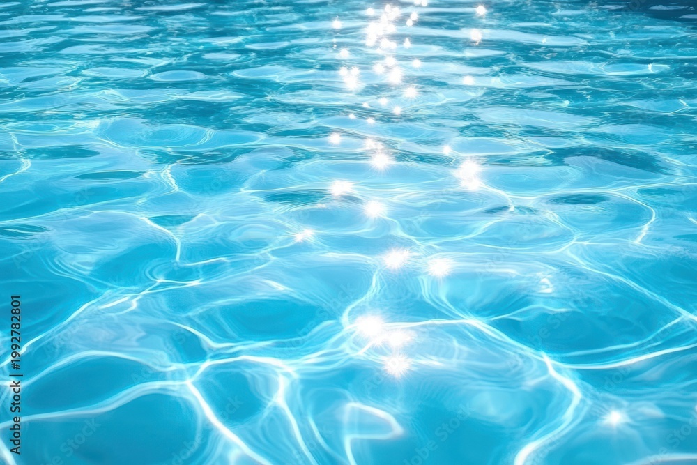 Fototapeta premium shimmering turquoise water surface with sparkling sunlight reflections and gentle ripples, tranquil and refreshing