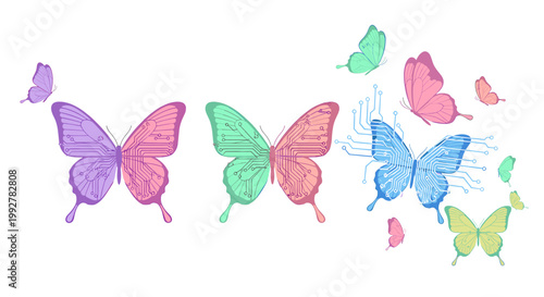 A whimsical, stylized butterfly illustration evokes creativity and wonder. Perfect for marketing materials, website graphics, or adding a touch of mag