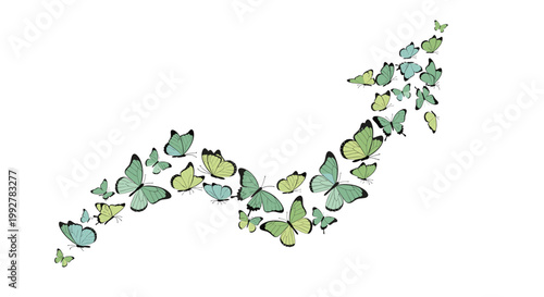 Delicate butterflies gracefully flutter across a clean white background, evoking a sense of freedom and transformation. Perfect for marketing, website