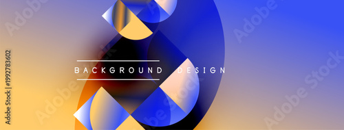 Abstract fluid shapes blend, creating vibrant gradient background. Orange, blue hues dominate design, suggesting modern aesthetic.