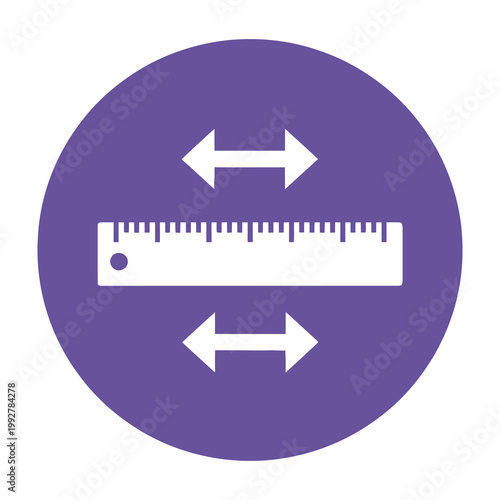 Ruler with double headed arrows on purple background