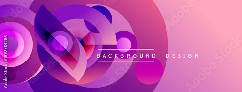 Abstract gradients form dynamic circles, creating modern background design. Pink, purple hues dominate composition.