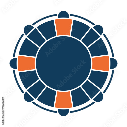 navy blue and orange circular graphic design element