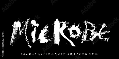 Microbe modren alphabet letter Typeface,Music festival font,Bright, multicolor funky font or typography. Vector Handwritten font for poster, flyer, book cover, greeting card, product packaging.