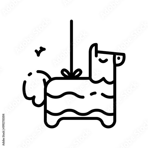 Mexican Pinata Donkey Party Decoration Line Icon Vector Illustration