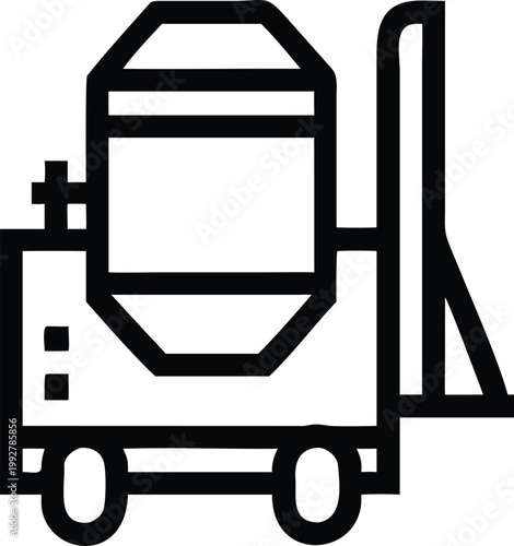 Portable Cement Mixer Machine Line Icon for Home Renovation and Small Construction Jobs