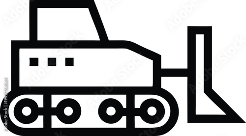 Powerful Construction Bulldozer Icon for Site Preparation and Landscaping