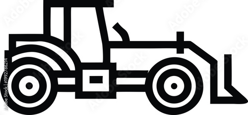 Powerful Front Loader Bulldozer Construction Vehicle with a Large Shovel Icon