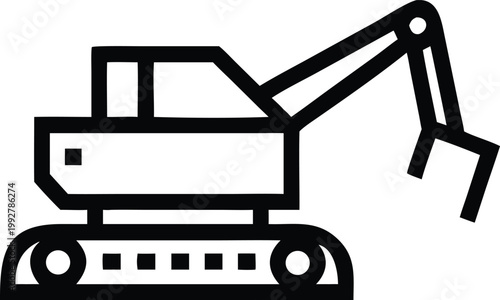 Powerful heavy duty excavator machine with robust grabber claw for construction