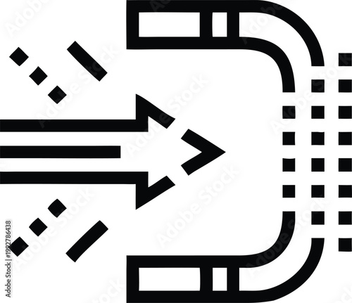 Powerful magnetic attraction icon demonstrating an arrow and particles being drawn toward a strong magnet