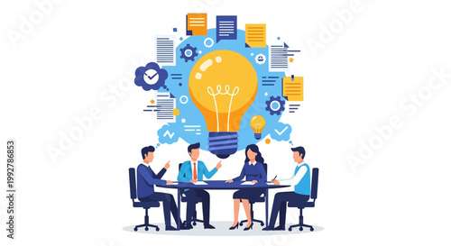 Business team brainstorming with creative ideas.