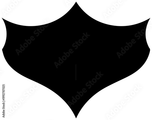 Bold abstract black shape with sharp points and curves creating an elegant modern and dynamic graphic element for design projects symbolizing strength and sophistication