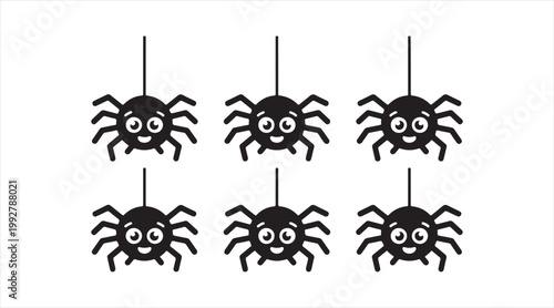Hanging spider silhouettes with threads for Halloween and spooky design elements