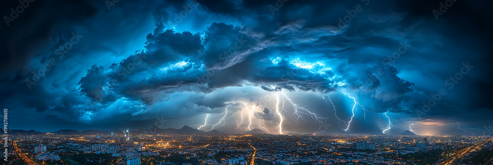 Naklejka premium thunder and lighting in cloud