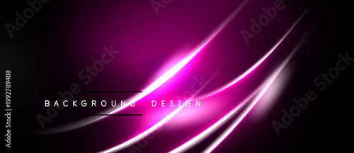 Abstract pink lines over black background. Modern design element, glowing effect, suitable for digital projects. Simple, elegant composition.