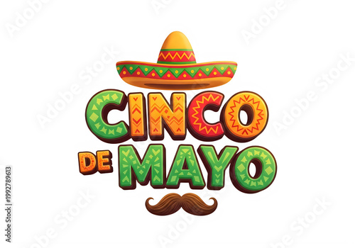 Cinco de Mayo celebration logo with sombrero and mustache