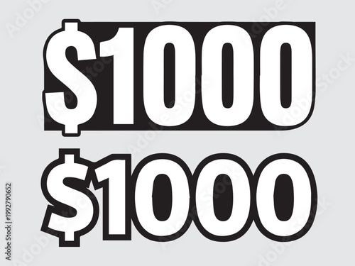 One thousand dollar sign and number graphic with thousand currency financial discount business commerce