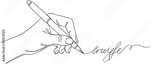 Bild auf Leinwand Hand Writing with Pen Line Art Illustration for Signature and Calligraphy Concep