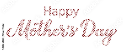 ハッピーマザーズデイ、母の日を祝うエレガントな手書き風レタリング、ピンクの繊細なパターンが施されたベクターデザイン、グリーティングカードやソーシャルメディア投稿に最適な祝賀メッセージ