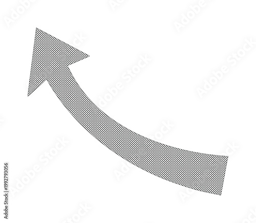 上向きの矢印、右斜め上へ向かう方向を示すグレースケールのドットパターン矢印、成長や進歩を象徴するシンプルなベクターアイコン、ウェブサイトやプレゼンテーションに最適な方向指示記号